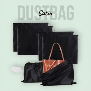 Elegant (2 PCS) Black Satin Drawstring Dustbag-Large And Medium+2 Label